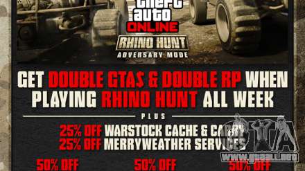 Rhino Caza de Semana en GTA Online: el bonus de RP y dinero, descuentos y más