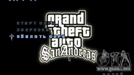 Una pantalla de video en el menú principal para GTA San Andreas