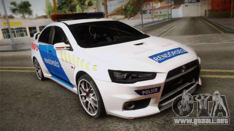 Mitsubishi Lancer Evo X De La Policía para GTA San Andreas