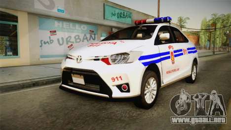 Toyota Vios 2014 Philippine National Police para GTA San Andreas