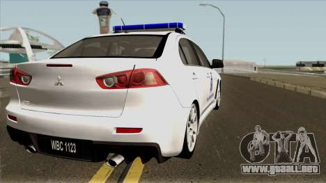 Mitsubishi Lancer Evolution X Malaysia Auxiliary para GTA San Andreas