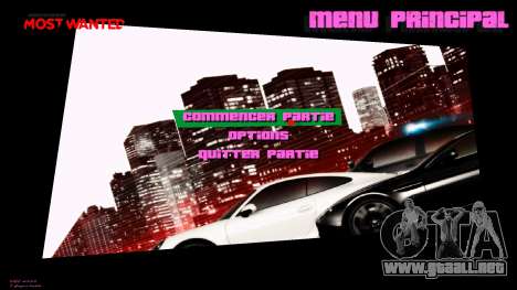 Menú al estilo de NFS Most Wanted 2012 para GTA Vice City