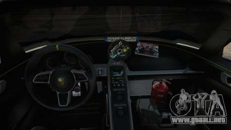 Porsche 918 Spyder Concept Study Nero Interior para GTA San Andreas