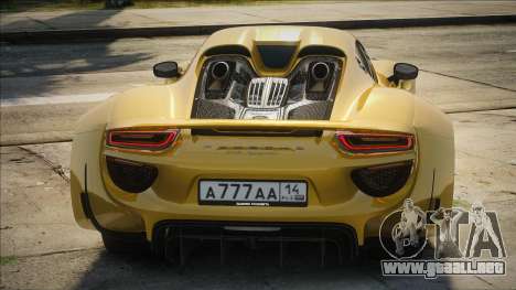 Porsche 918 Spyder Yellow para GTA San Andreas